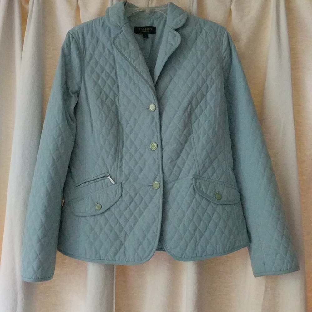 Talbots Women's Quilted Jacket Size 10 Light Blue